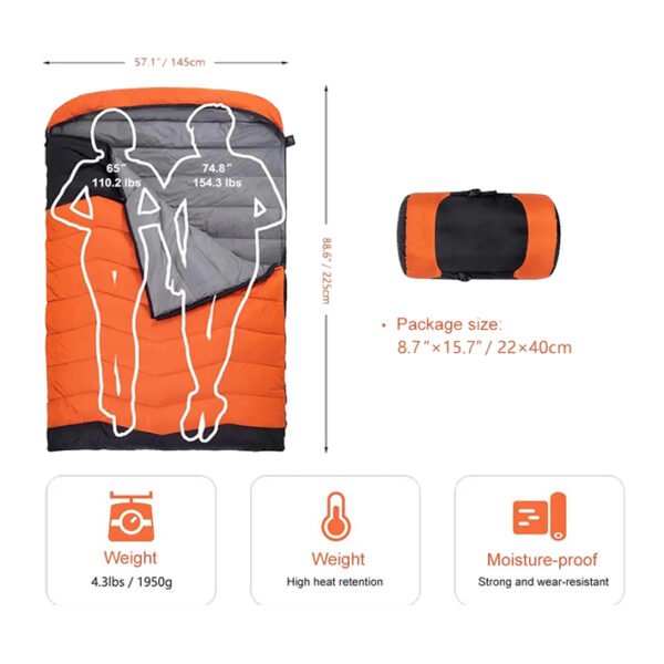 ID035 Cozy Double Sleeping Bag with Hood - Image 2