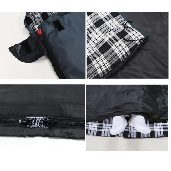 ID036 Cotton Flannel Sleeping Bag with Hood - Image 3