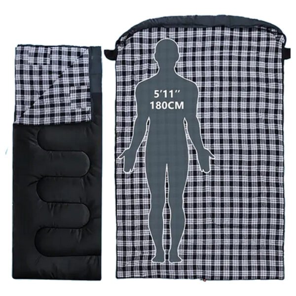 ID036 Cotton Flannel Sleeping Bag with Hood - Image 4